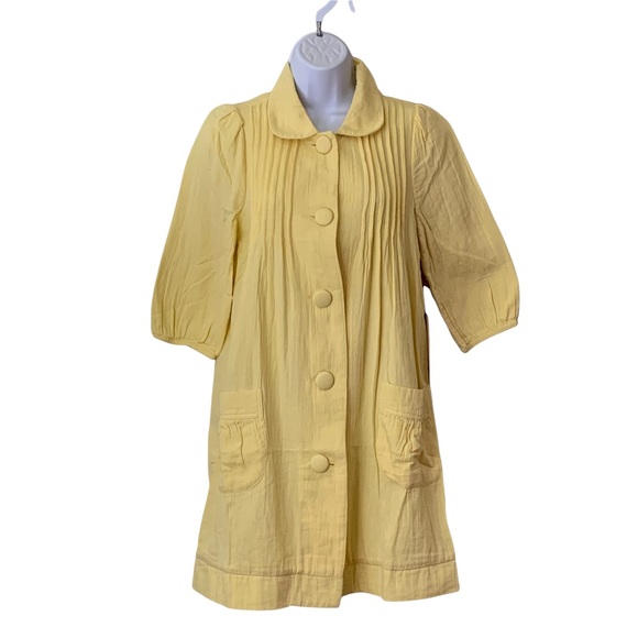 Love Stitch Shirt Dress 1/2 Sleeve Yellow Patch Pockets ButtonUp - Picture 12 of 12